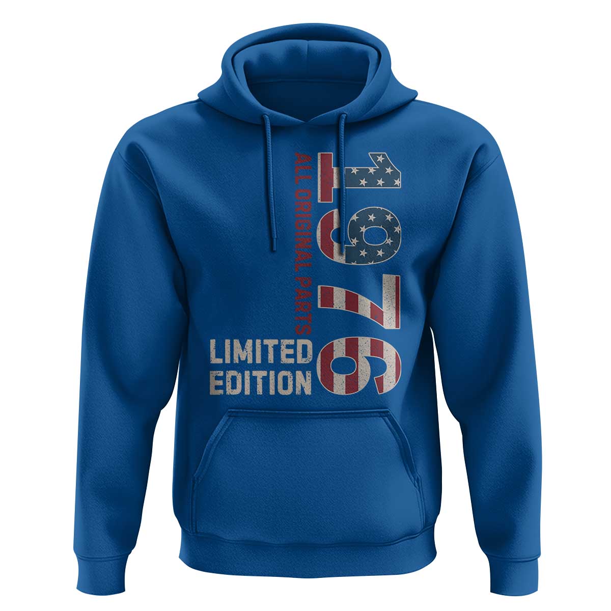 Vintage 1976 All Original Parts Hoodie Patriotic US Flag 50th Birthday Gift