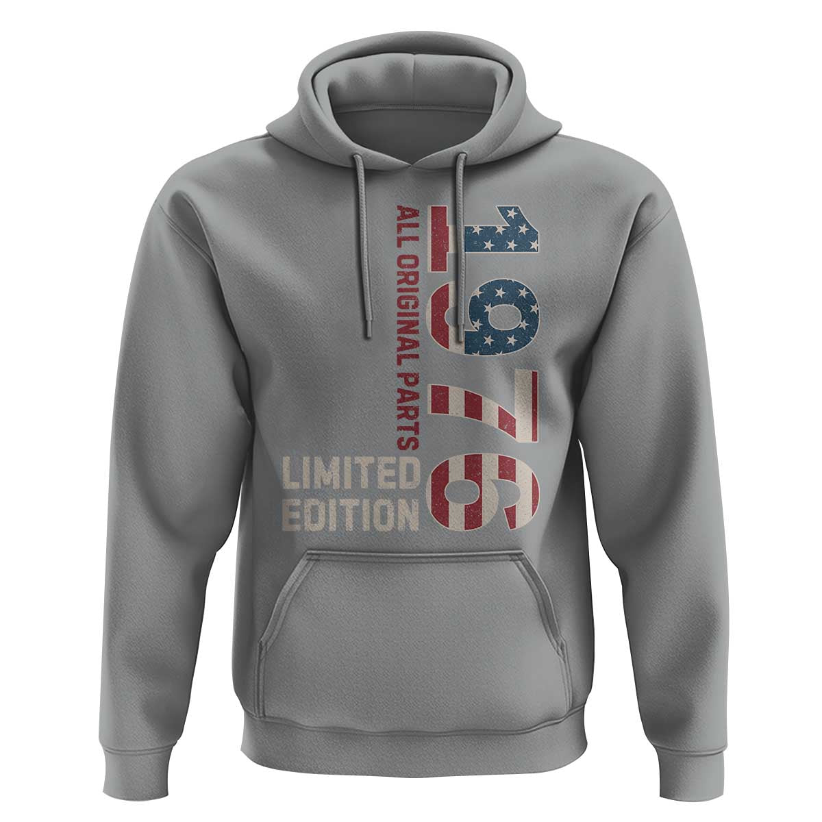 Vintage 1976 All Original Parts Hoodie Patriotic US Flag 50th Birthday Gift