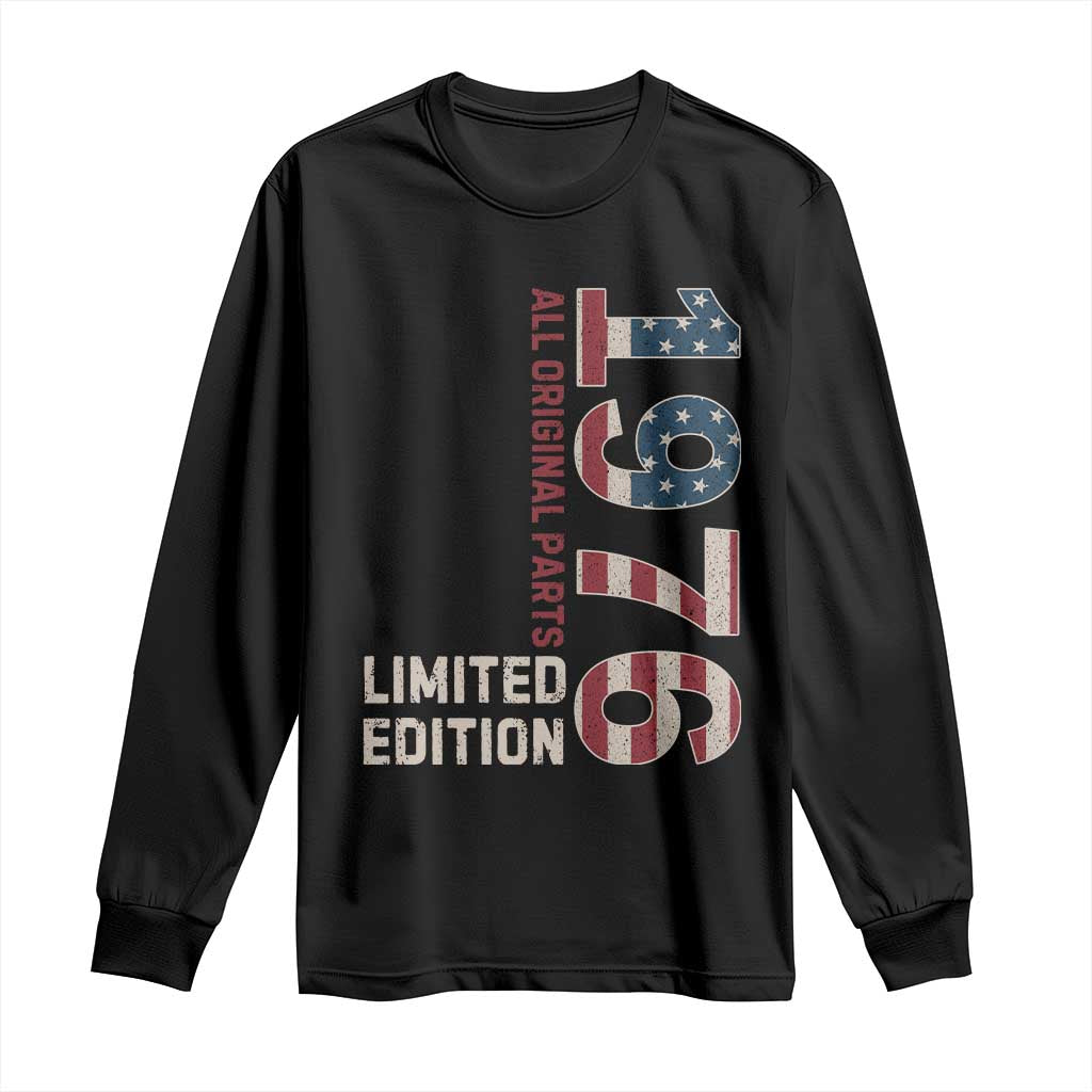 Vintage 1976 All Original Parts Long Sleeve Shirt Patriotic US Flag 50th Birthday Gift