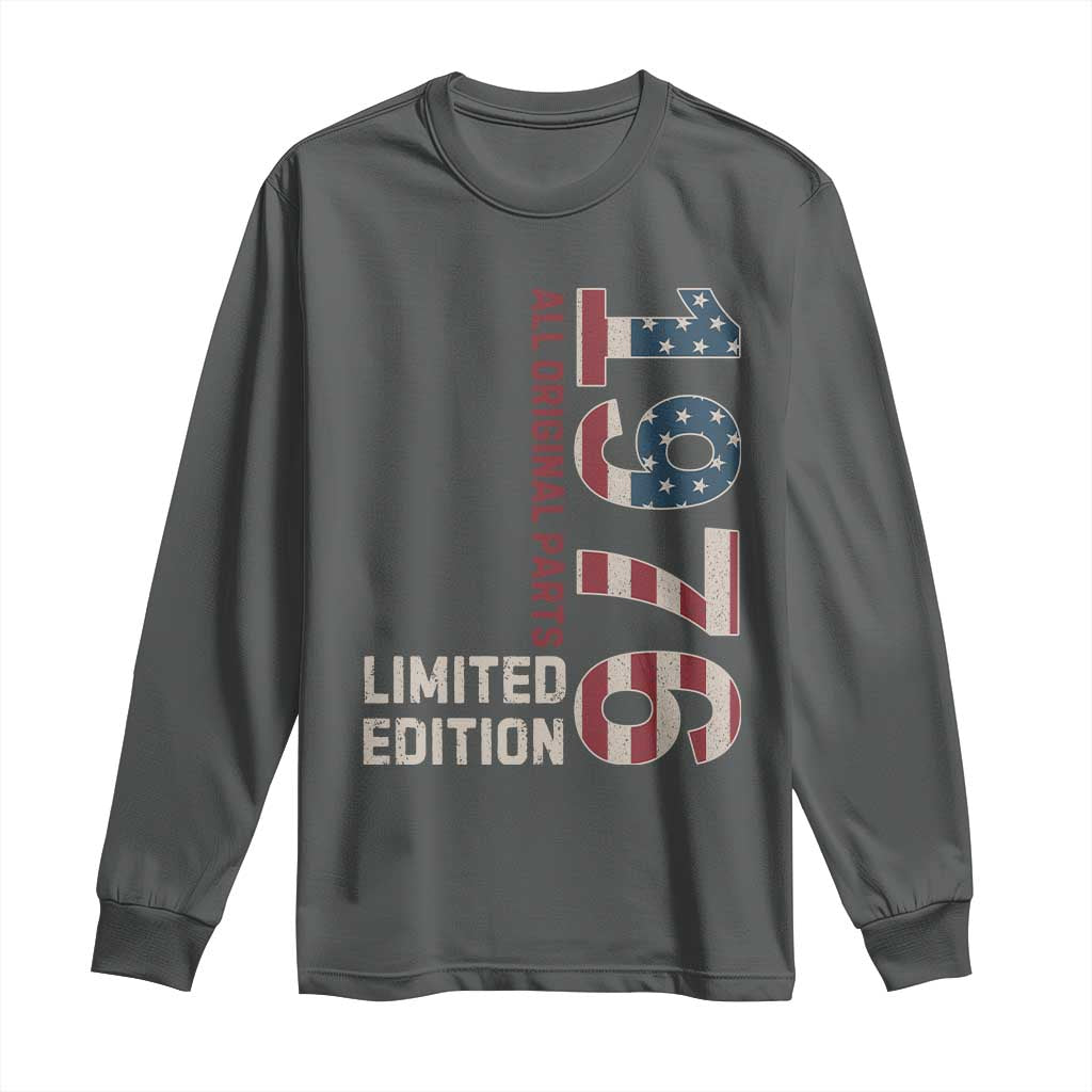 Vintage 1976 All Original Parts Long Sleeve Shirt Patriotic US Flag 50th Birthday Gift