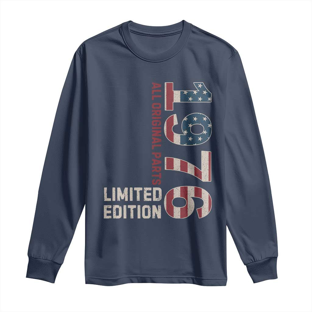 Vintage 1976 All Original Parts Long Sleeve Shirt Patriotic US Flag 50th Birthday Gift