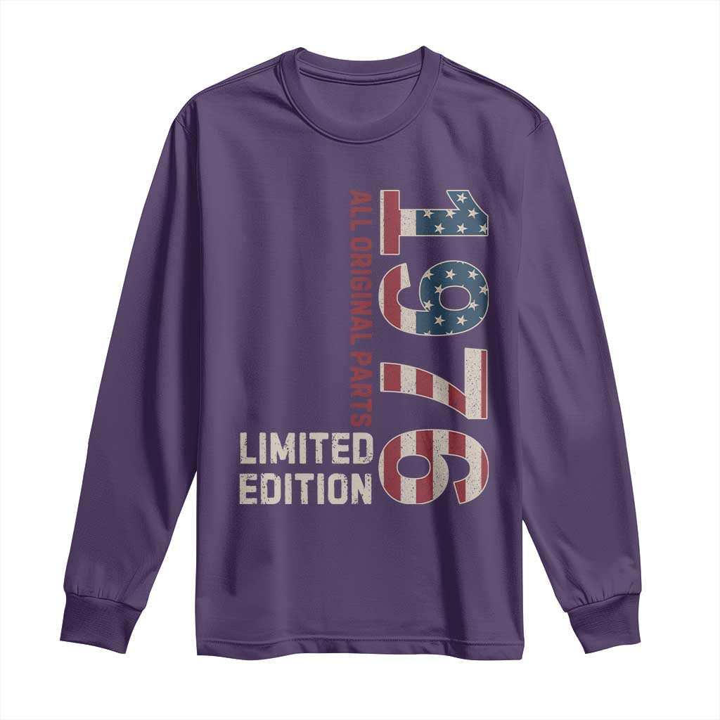 Vintage 1976 All Original Parts Long Sleeve Shirt Patriotic US Flag 50th Birthday Gift