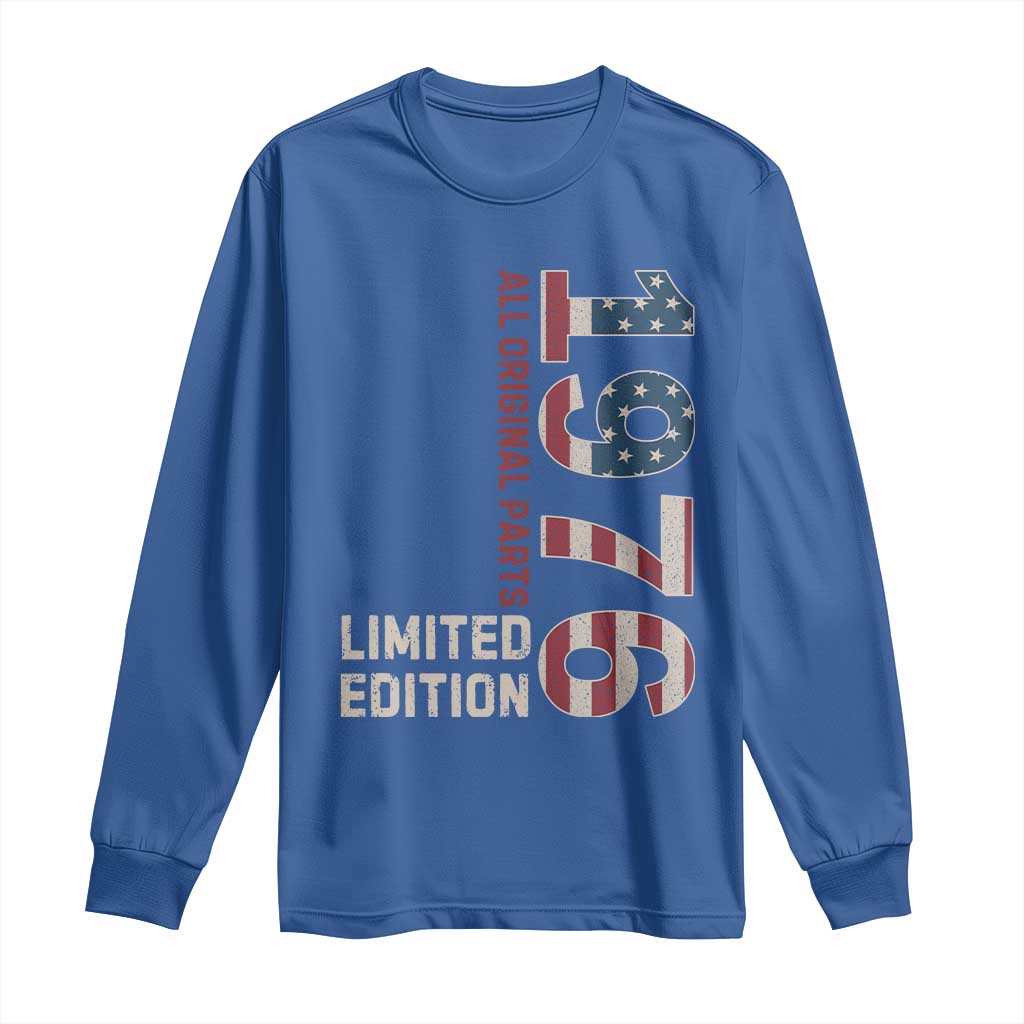 Vintage 1976 All Original Parts Long Sleeve Shirt Patriotic US Flag 50th Birthday Gift