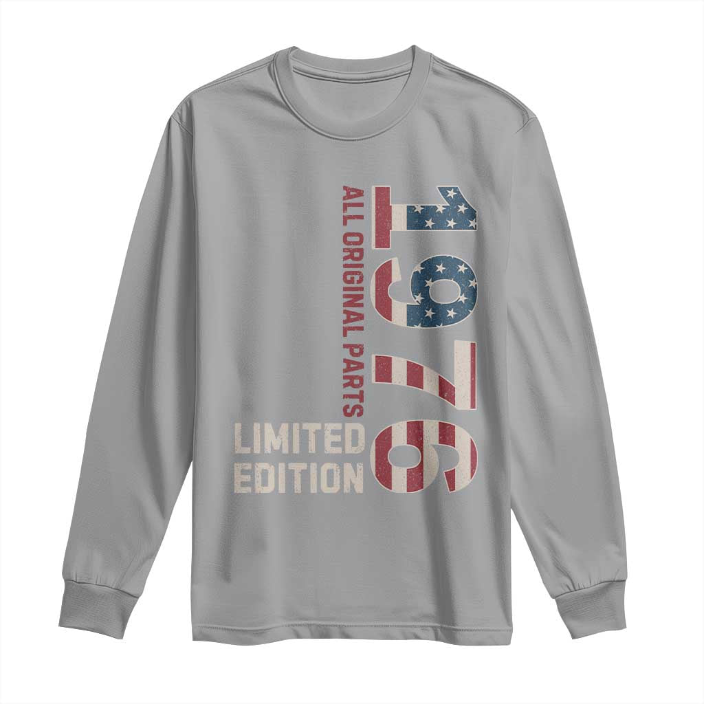 Vintage 1976 All Original Parts Long Sleeve Shirt Patriotic US Flag 50th Birthday Gift