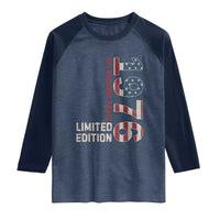 Vintage 1976 All Original Parts Raglan Shirt Patriotic US Flag 50th Birthday Gift