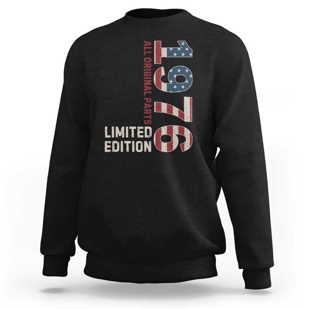 Vintage 1976 All Original Parts Sweatshirt Patriotic US Flag 50th Birthday Gift