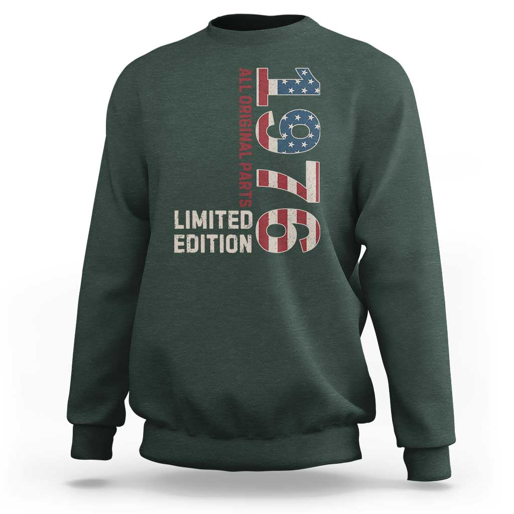 Vintage 1976 All Original Parts Sweatshirt Patriotic US Flag 50th Birthday Gift