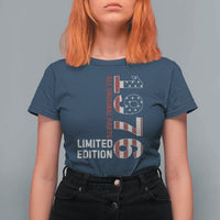 Vintage 1976 All Original Parts T Shirt For Women Patriotic US Flag 50th Birthday Gift