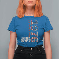 Vintage 1976 All Original Parts T Shirt For Women Patriotic US Flag 50th Birthday Gift
