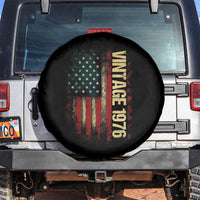 Vintage 1976 Distressed American Flag Spare Tire Cover Patriotic 50th Birthday Graphic