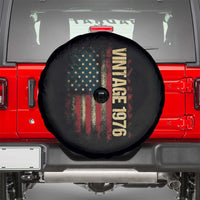 Vintage 1976 Distressed American Flag Spare Tire Cover Patriotic 50th Birthday Graphic