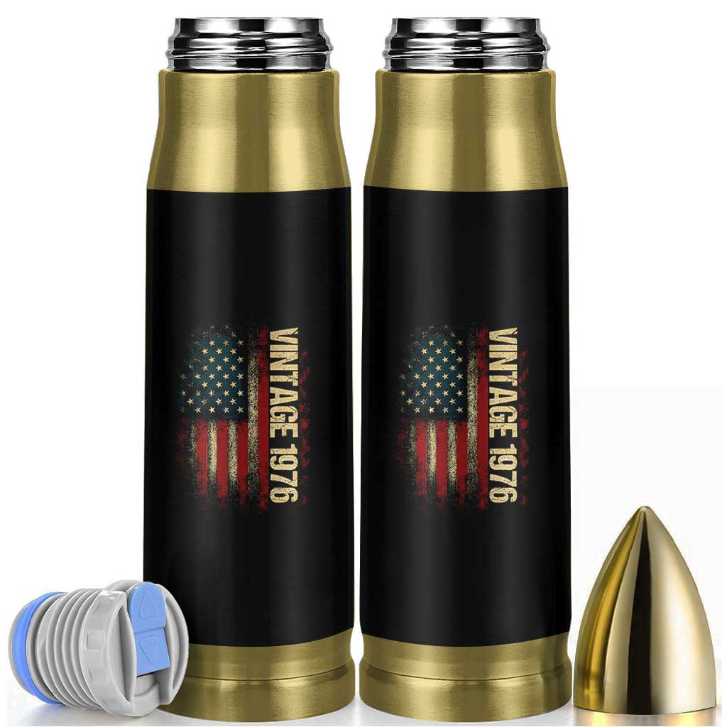 Vintage 1976 Distressed American Flag Bullet Tumbler Patriotic 50th Birthday Graphic