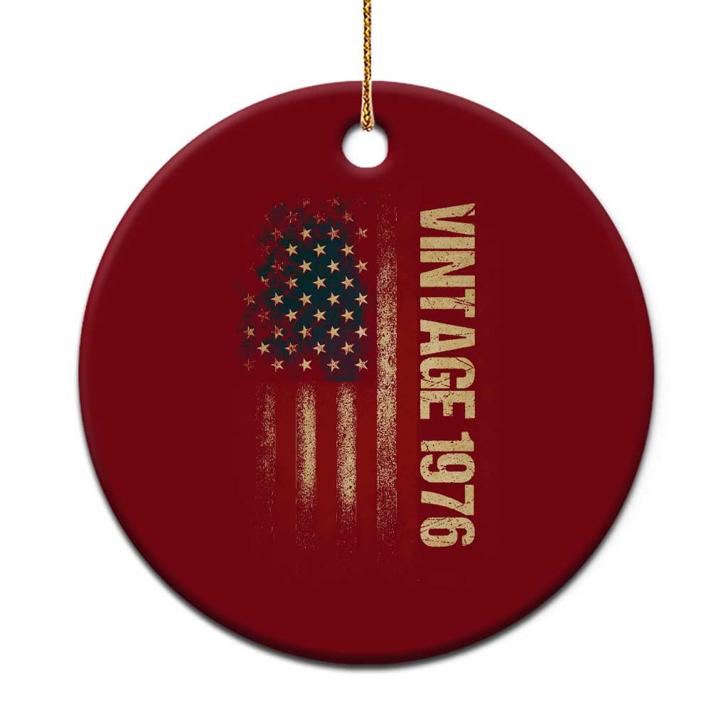Vintage 1976 Distressed American Flag Ceramic Ornament Patriotic 50th Birthday Graphic