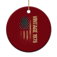 Vintage 1976 Distressed American Flag Ceramic Ornament Patriotic 50th Birthday Graphic