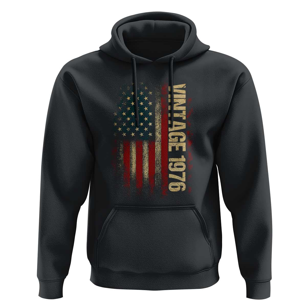 Vintage 1976 Distressed American Flag Hoodie Patriotic 50th Birthday Graphic
