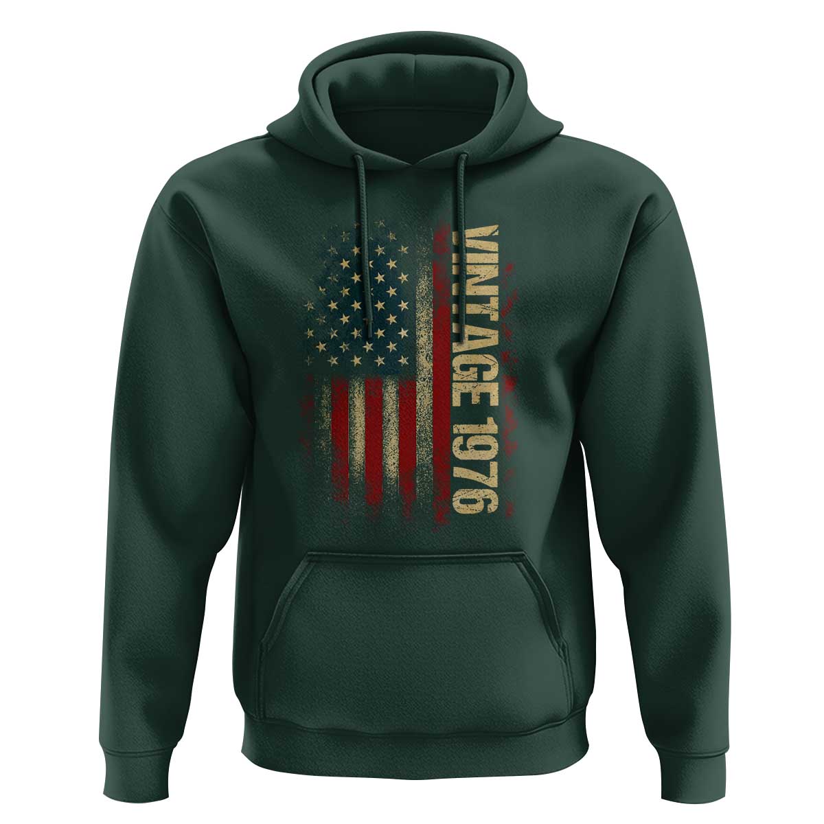 Vintage 1976 Distressed American Flag Hoodie Patriotic 50th Birthday Graphic