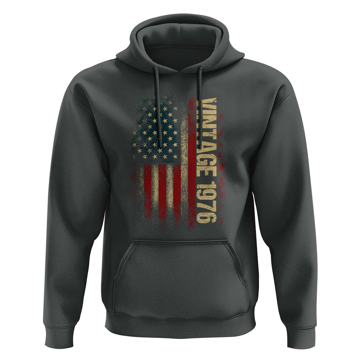 Vintage 1976 Distressed American Flag Hoodie Patriotic 50th Birthday Graphic