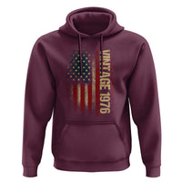 Vintage 1976 Distressed American Flag Hoodie Patriotic 50th Birthday Graphic