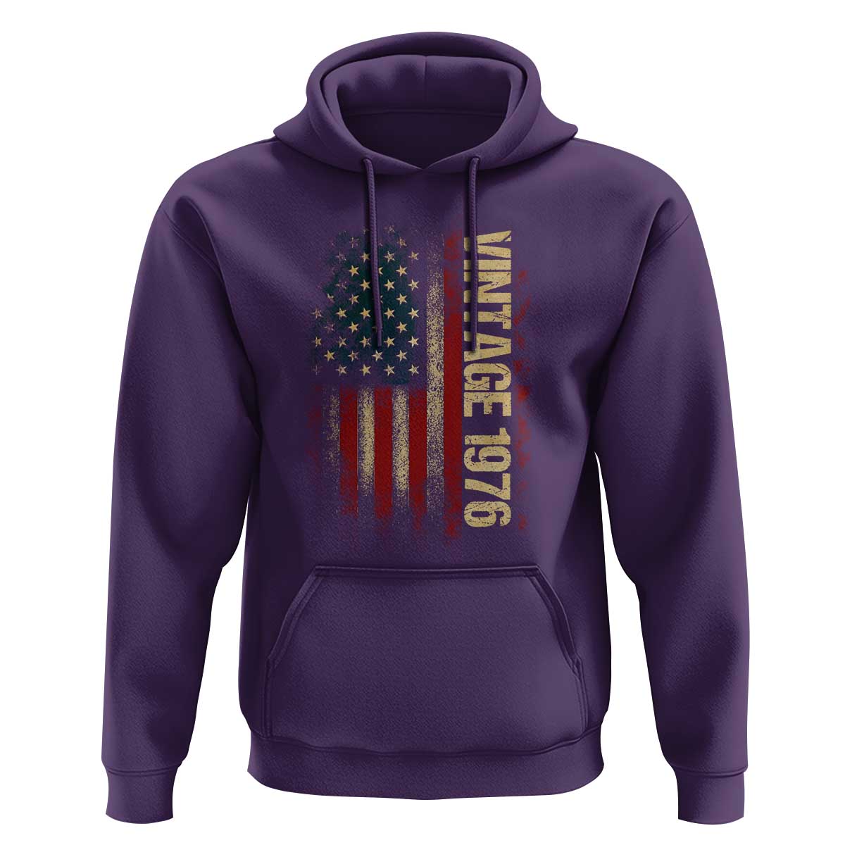 Vintage 1976 Distressed American Flag Hoodie Patriotic 50th Birthday Graphic
