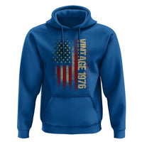 Vintage 1976 Distressed American Flag Hoodie Patriotic 50th Birthday Graphic