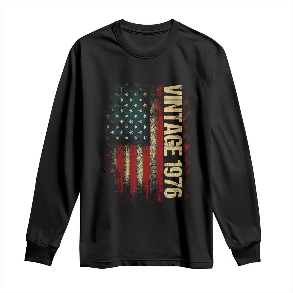 Vintage 1976 Distressed American Flag Long Sleeve Shirt Patriotic 50th Birthday Graphic