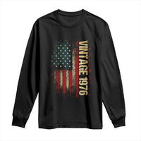 Vintage 1976 Distressed American Flag Long Sleeve Shirt Patriotic 50th Birthday Graphic
