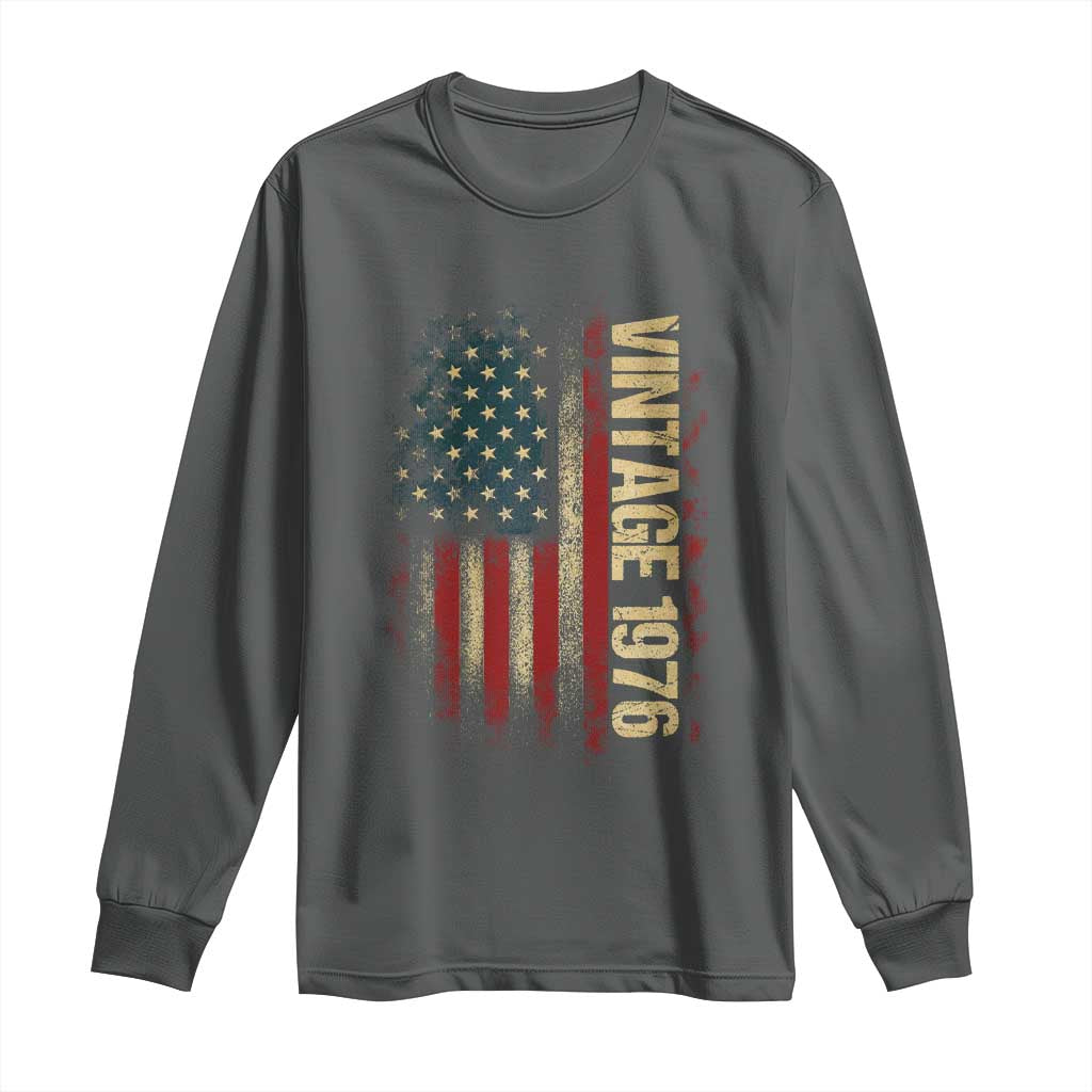 Vintage 1976 Distressed American Flag Long Sleeve Shirt Patriotic 50th Birthday Graphic