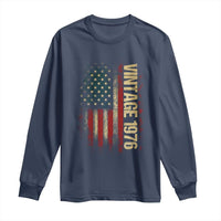 Vintage 1976 Distressed American Flag Long Sleeve Shirt Patriotic 50th Birthday Graphic