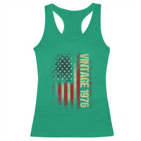 Vintage 1976 Distressed American Flag Racerback Tank Top Patriotic 50th Birthday Graphic