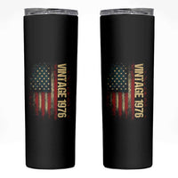 Vintage 1976 Distressed American Flag Skinny Tumbler Patriotic 50th Birthday Graphic