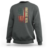 Vintage 1976 Distressed American Flag Sweatshirt Patriotic 50th Birthday Graphic