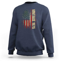 Vintage 1976 Distressed American Flag Sweatshirt Patriotic 50th Birthday Graphic