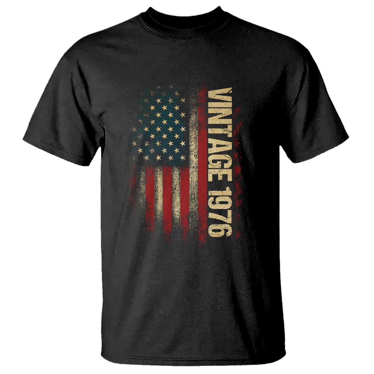 Vintage 1976 Distressed American Flag T Shirt Patriotic 50th Birthday Graphic