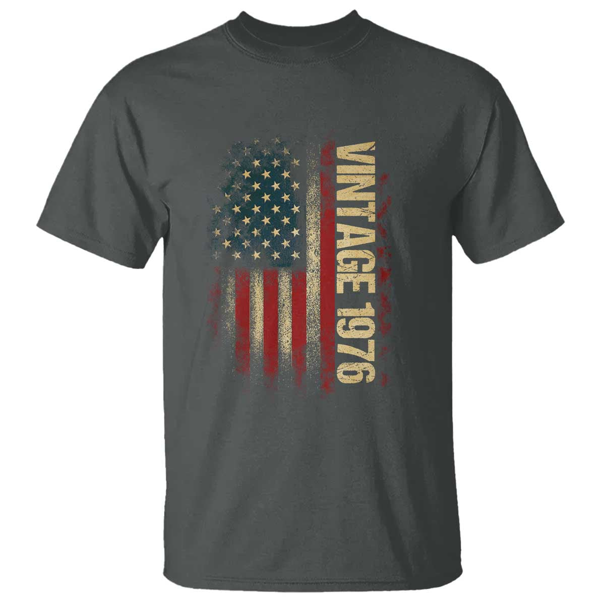 Vintage 1976 Distressed American Flag T Shirt Patriotic 50th Birthday Graphic