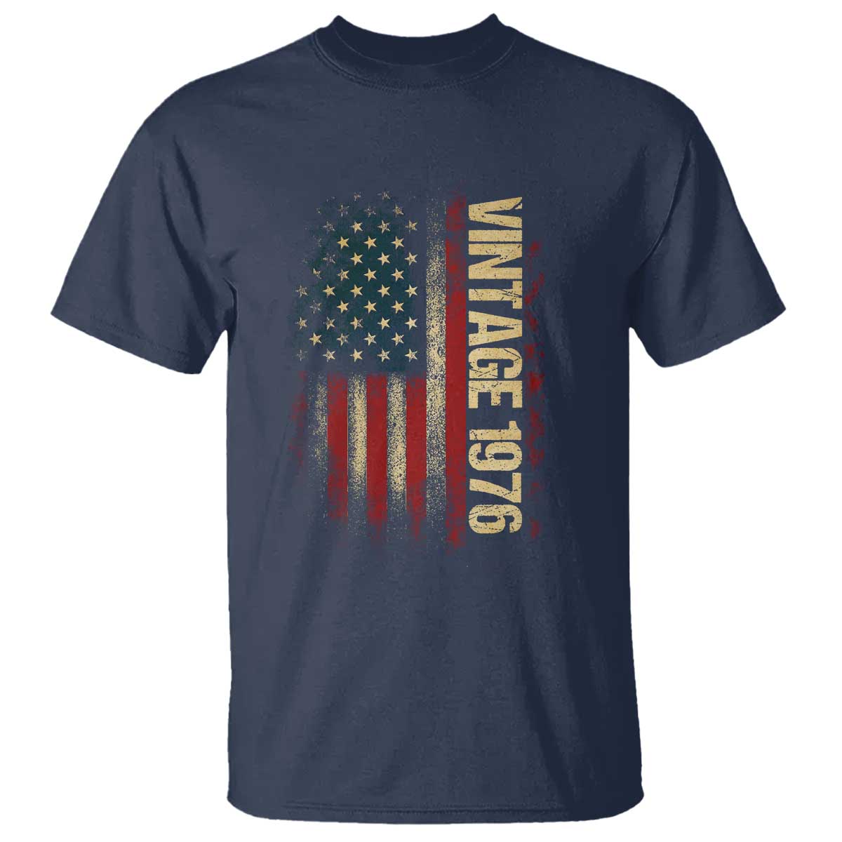Vintage 1976 Distressed American Flag T Shirt Patriotic 50th Birthday Graphic