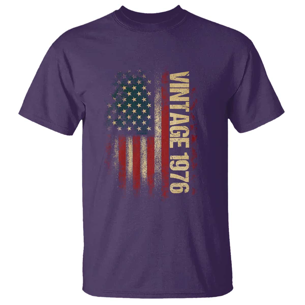 Vintage 1976 Distressed American Flag T Shirt Patriotic 50th Birthday Graphic