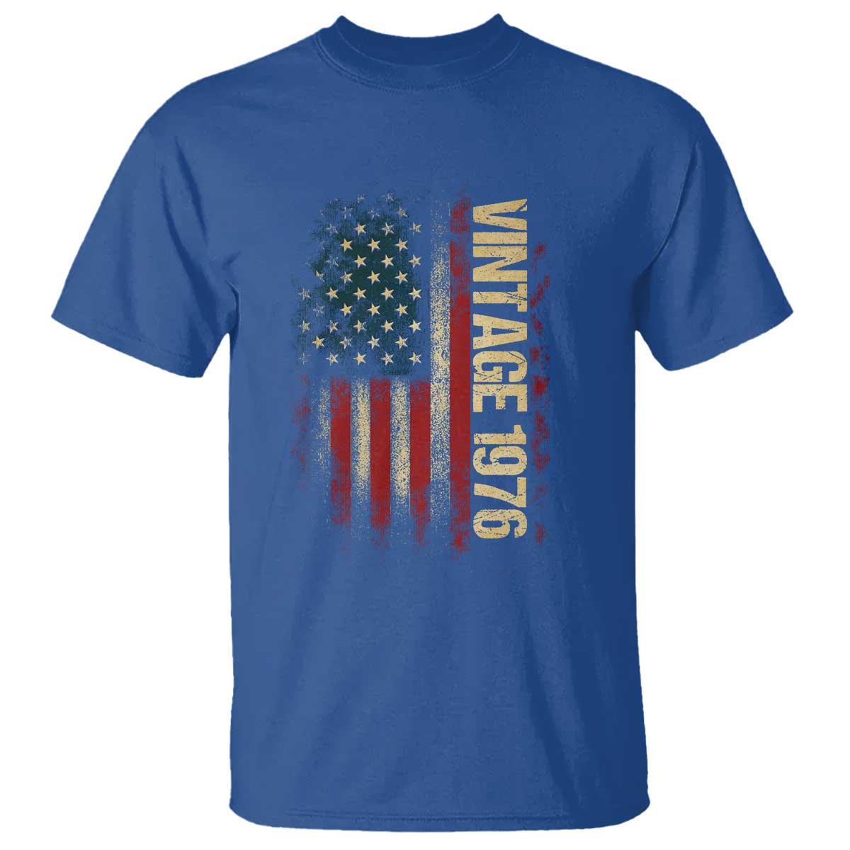 Vintage 1976 Distressed American Flag T Shirt Patriotic 50th Birthday Graphic