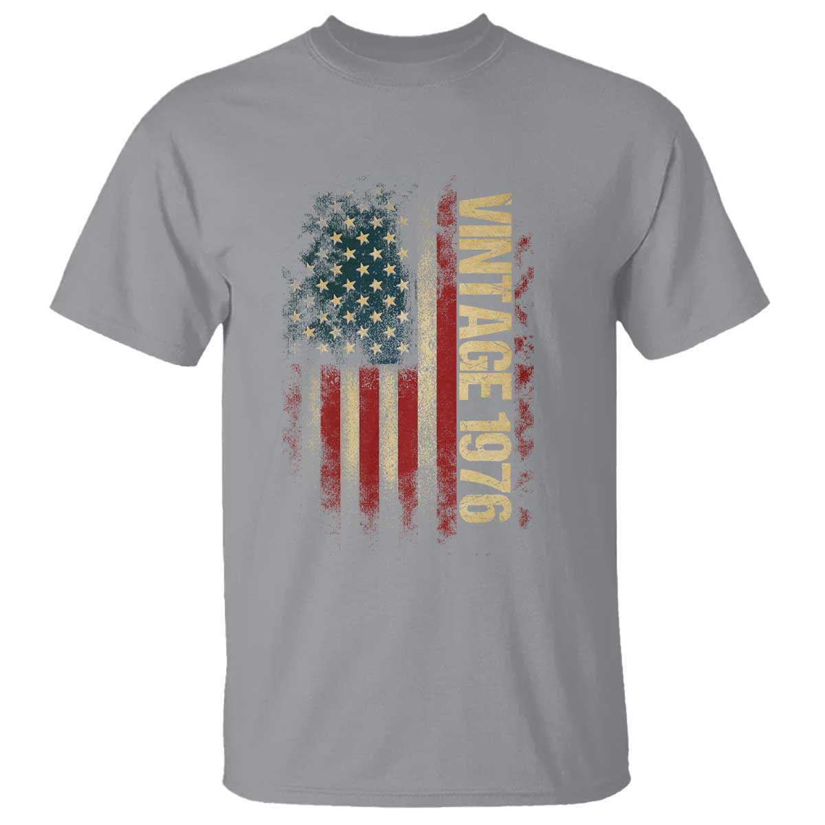 Vintage 1976 Distressed American Flag T Shirt Patriotic 50th Birthday Graphic