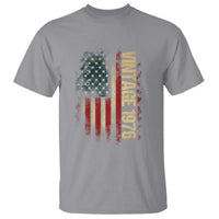 Vintage 1976 Distressed American Flag T Shirt Patriotic 50th Birthday Graphic