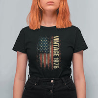 Vintage 1976 Distressed American Flag T Shirt For Women Patriotic 50th Birthday Graphic