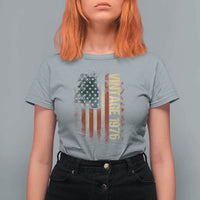 Vintage 1976 Distressed American Flag T Shirt For Women Patriotic 50th Birthday Graphic
