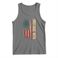Vintage 1976 Distressed American Flag Tank Top Patriotic 50th Birthday Graphic