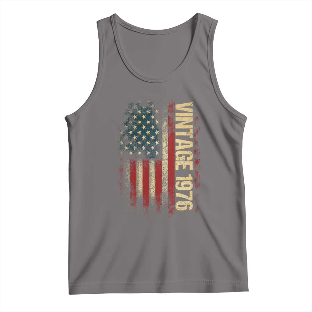 Vintage 1976 Distressed American Flag Tank Top Patriotic 50th Birthday Graphic