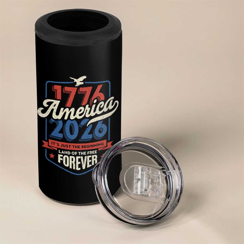 America 250th Anniversary 1776 to 2026 4 in 1 Can Cooler Tumbler Land Of The Free Patriotic Gift