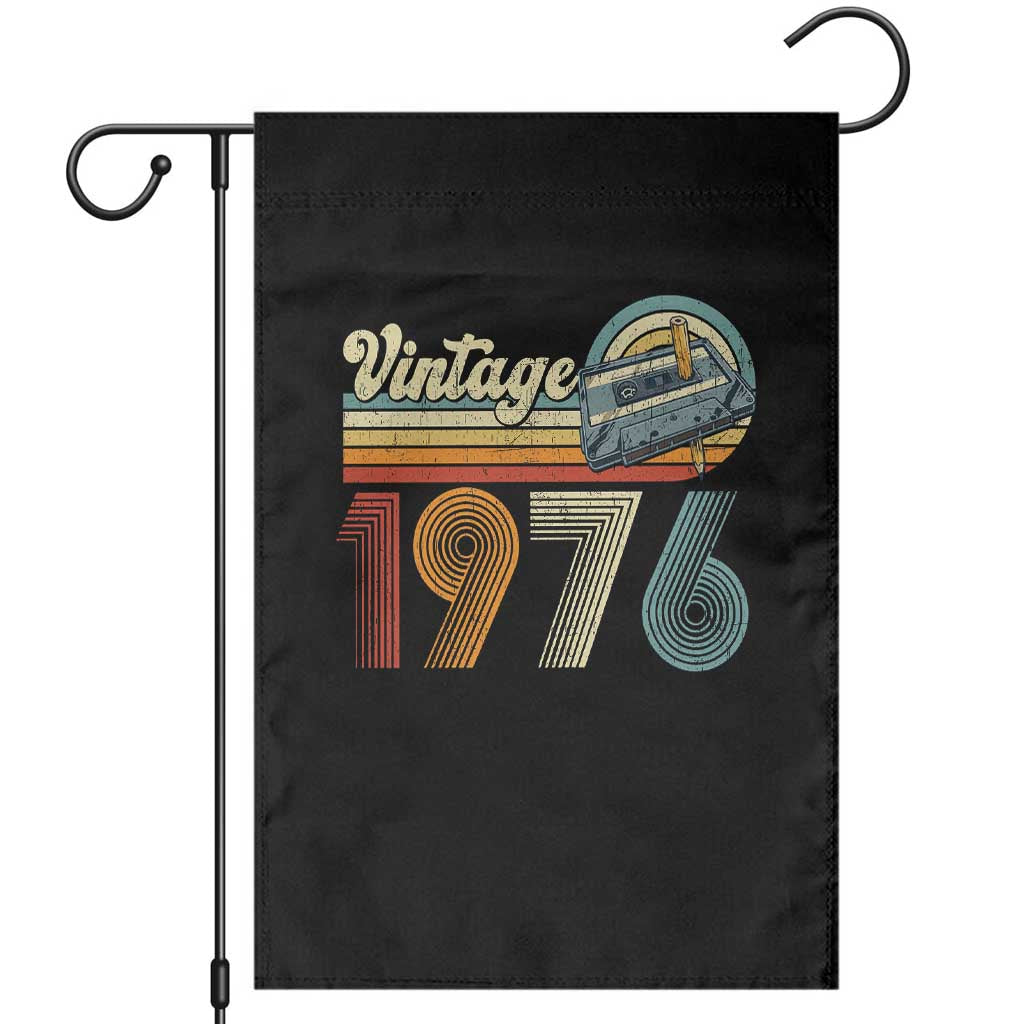 Vintage Sunset 1976 Retro Cassette Garden Flag Mechanical Dial Tech Nostalgia 50th Birthday