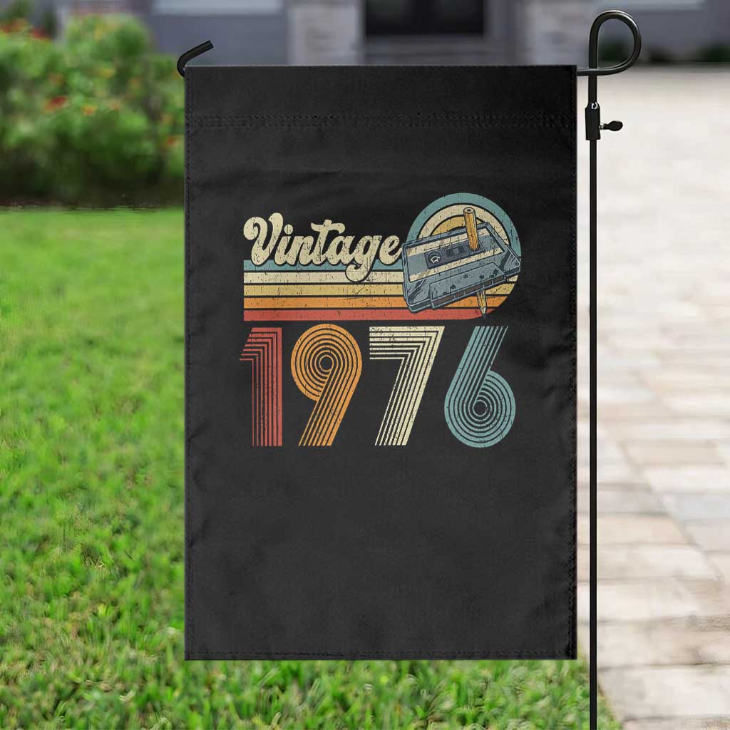 Vintage Sunset 1976 Retro Cassette Garden Flag Mechanical Dial Tech Nostalgia 50th Birthday