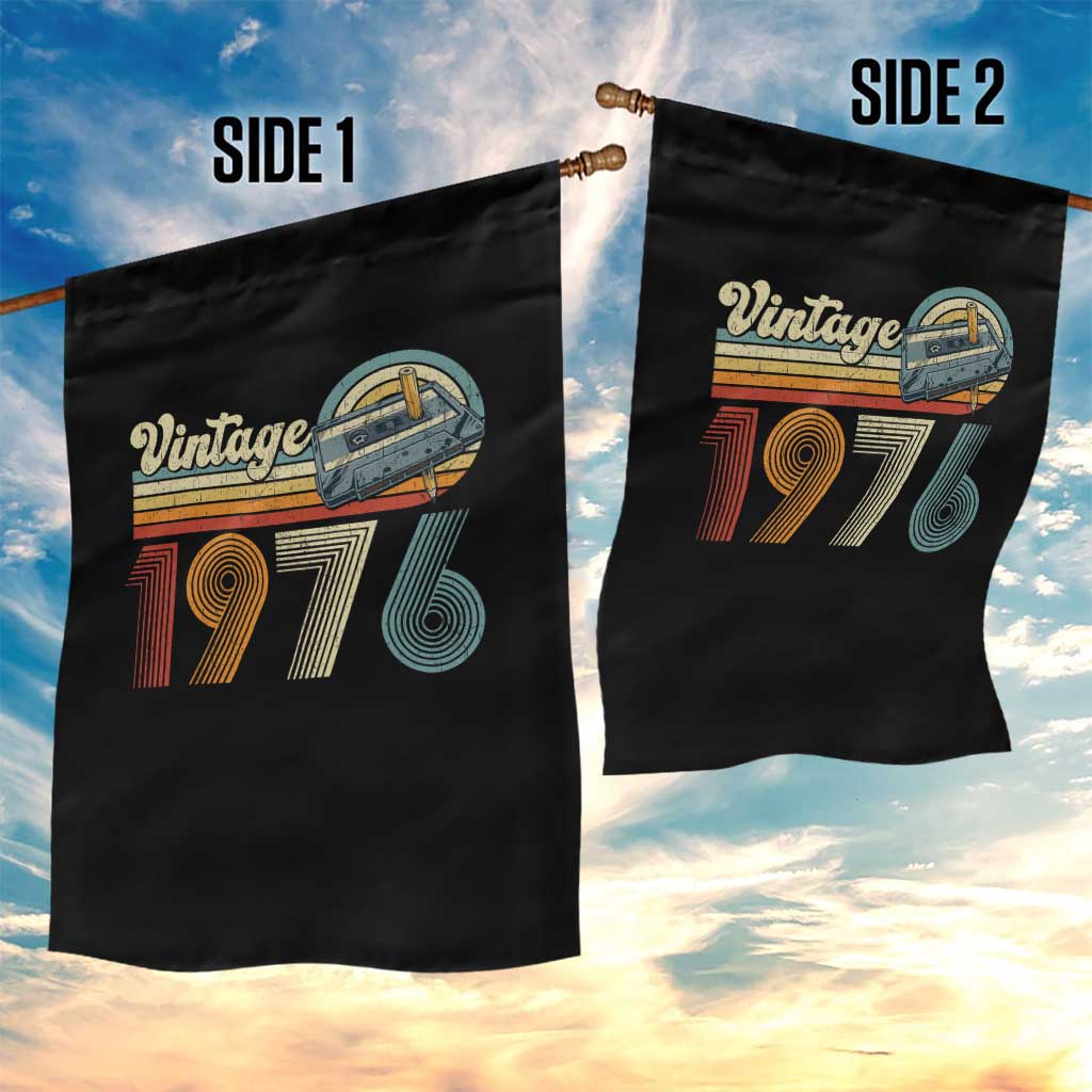 Vintage Sunset 1976 Retro Cassette Garden Flag Mechanical Dial Tech Nostalgia 50th Birthday