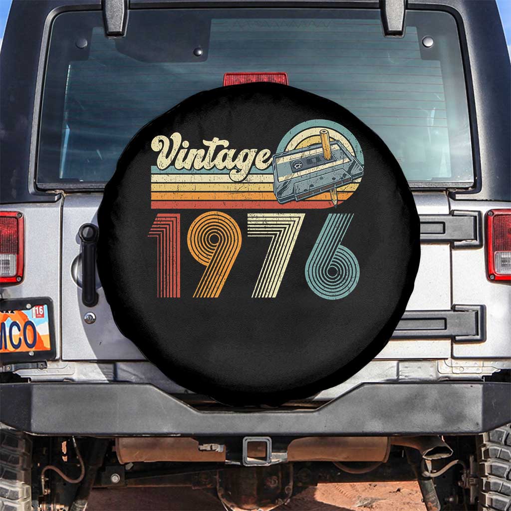 Vintage Sunset 1976 Retro Cassette Spare Tire Cover Mechanical Dial Tech Nostalgia 50th Birthday