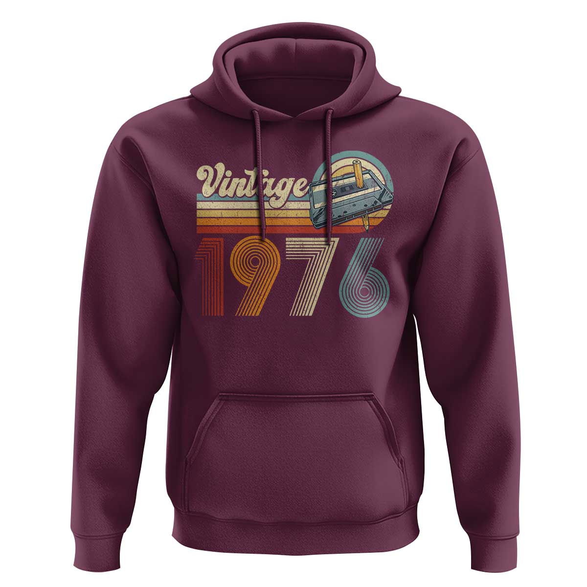 Vintage Sunset 1976 Retro Cassette Hoodie Mechanical Dial Tech Nostalgia 50th Birthday