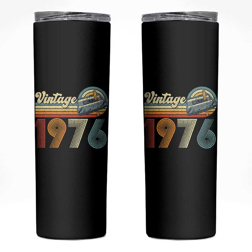 Vintage Sunset 1976 Retro Cassette Skinny Tumbler Mechanical Dial Tech Nostalgia 50th Birthday